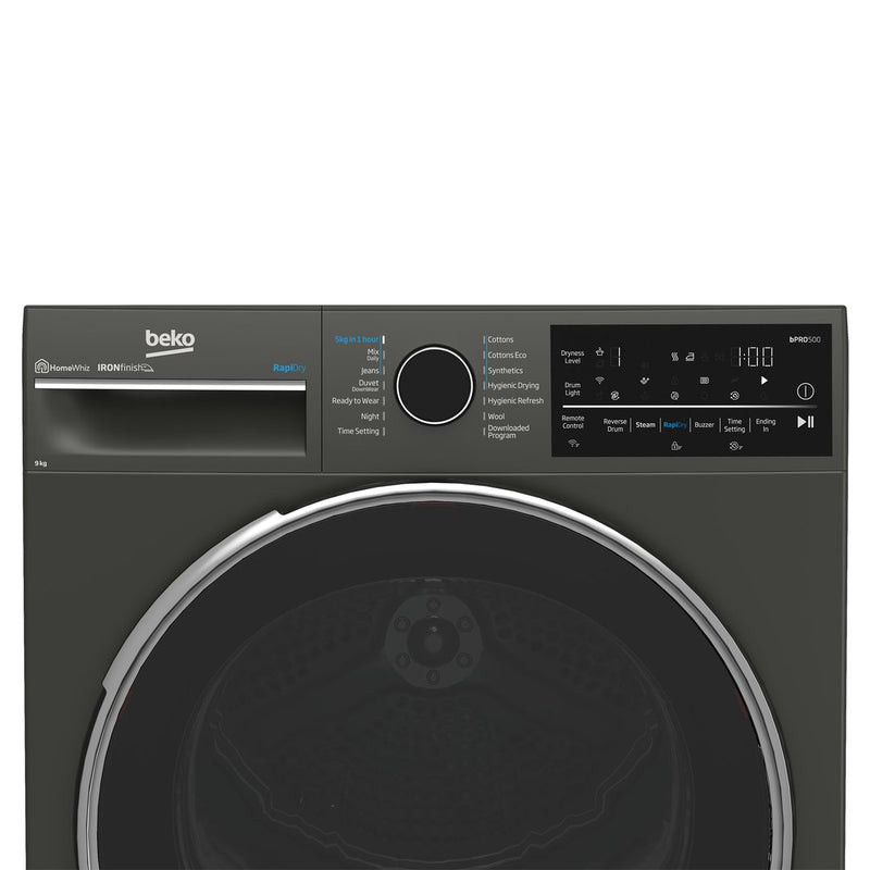 Beko 9kg Heat Pump Dryer Graphite with Steam and WiFi BDPB904HG